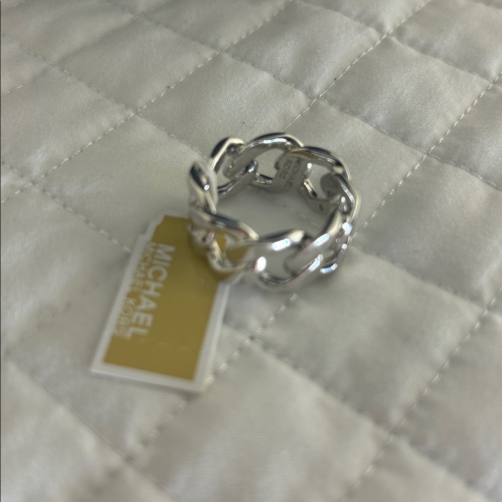 Michael Kors Platinum Plated Brass Unisex Chain Ring NWT - Picture 5 of 6